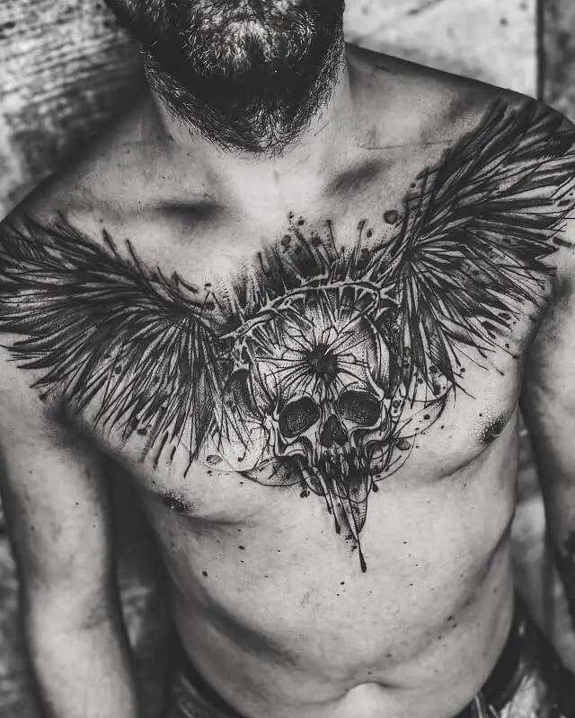 skull chest tattoos