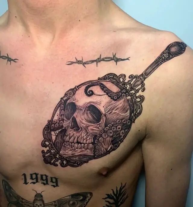 skull chest tattoos
