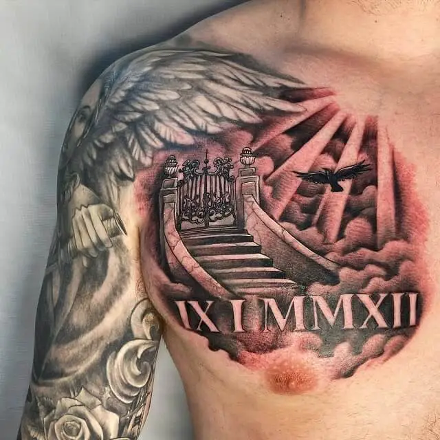  stairway to heaven chest tattoos