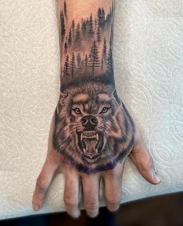 wolf hand tattoos 