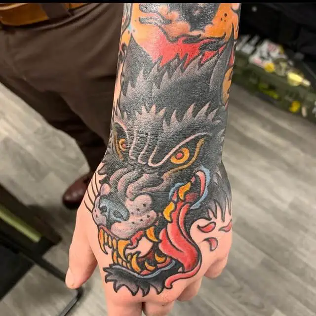 wolf hand tattoos