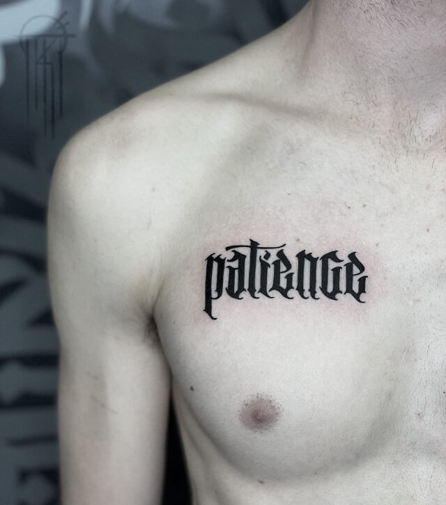 word chest tattoos
