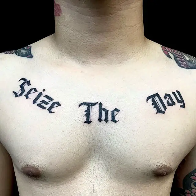 word chest tattoos