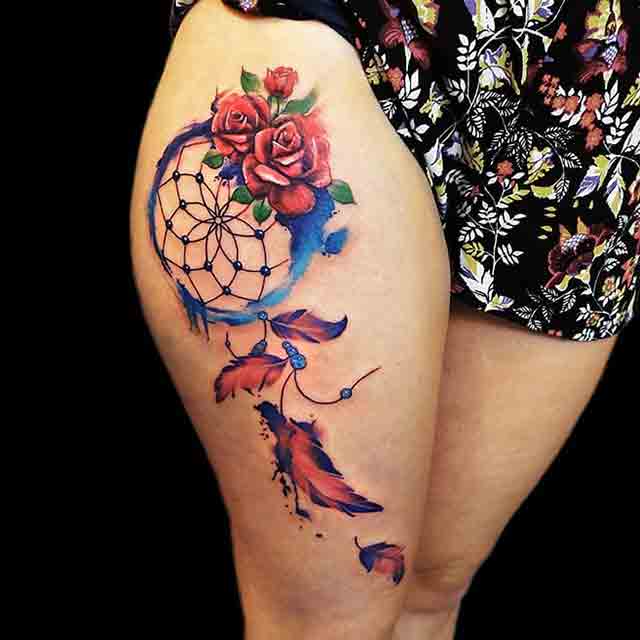 Dream-Catcher-Thigh-Tattoo-(1)