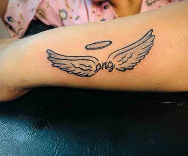 Mumbai Tattoo Colaba Causeway  Angel wing tattoo on girls arms done by Big  Guys tattoo  Piercing Studio Angel wing tattoo is one of most common tattoo  most of girls to