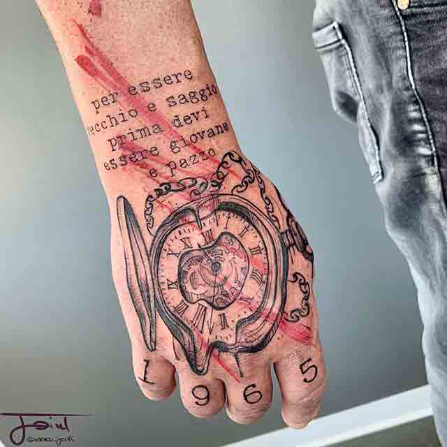 Elegant Clock Tattoo On Hand  Tattoo Designs Tattoo Pictures