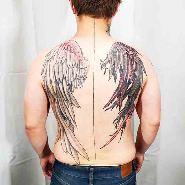 male back tattoo wings