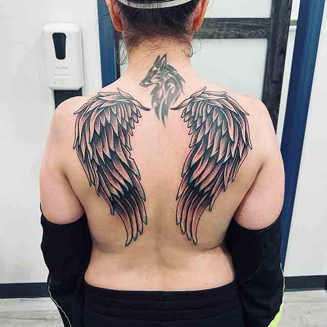 fallen angel wings tattoo