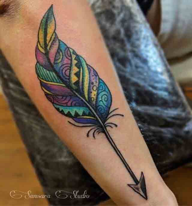 Color Feather Tattoo  Etsy