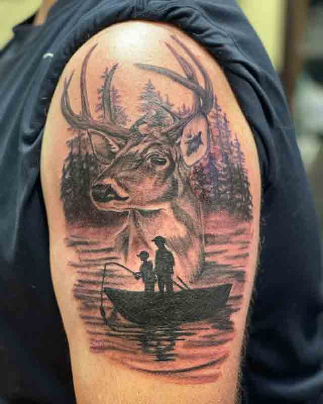 hunting and fishing tattoos sleeves