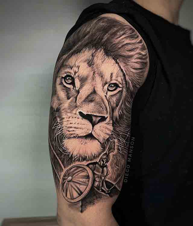 ChestTattoo lion spartan warrior liontattoo warriortattoo  sleevetattoo tattooed tattoo tattooman tattooedmen  Spartan tattoo  Tattoos Gladiator tattoo