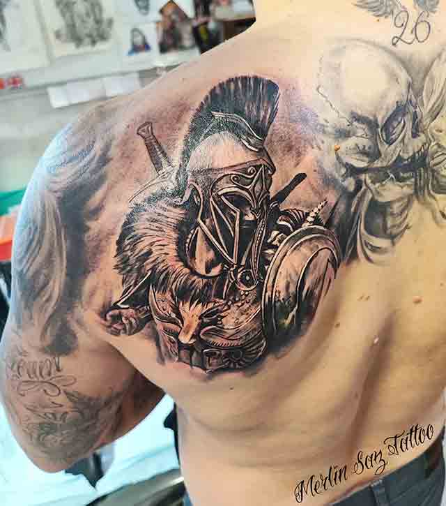 Tattoo uploaded by Leo Abdul  Spartan helmet tattoo  Tattoodo