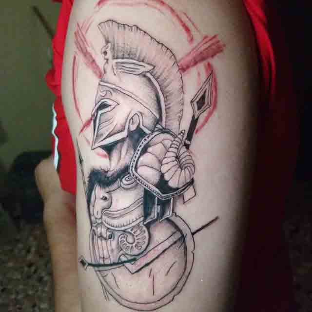 Lion Head Behind Spartan Warrior Best Temporary Tattoos - Etsy