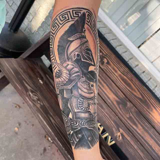 spartan tattoo on leg by DeepInInkTattoos by dannewsome on DeviantArt