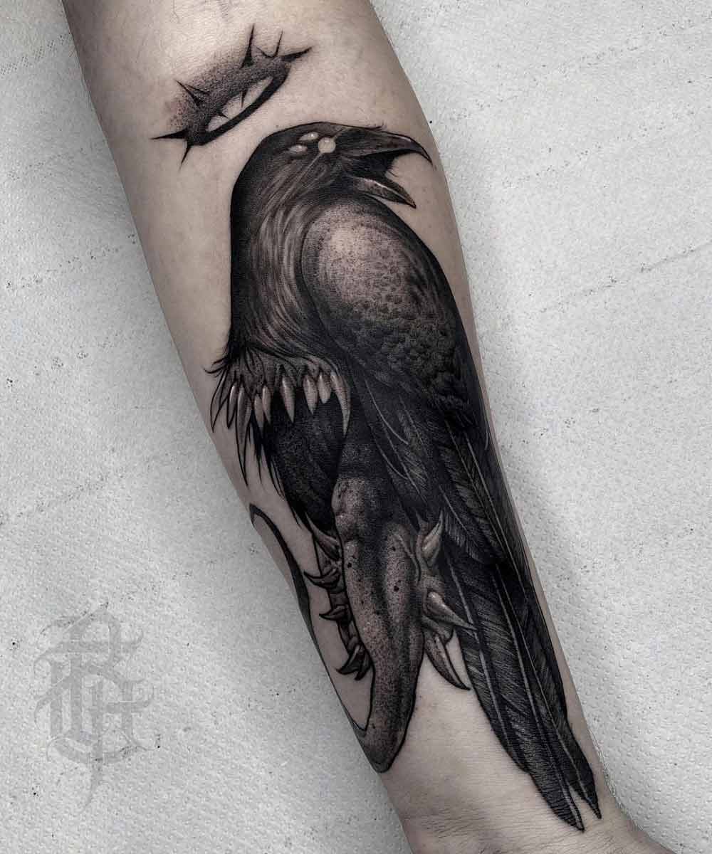 Gothic crow tattoos