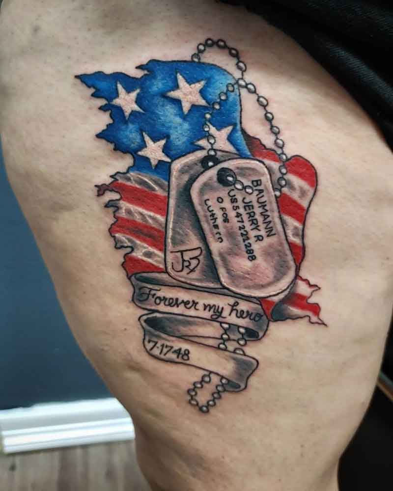 American Flag Dog Tag Tattoo 1