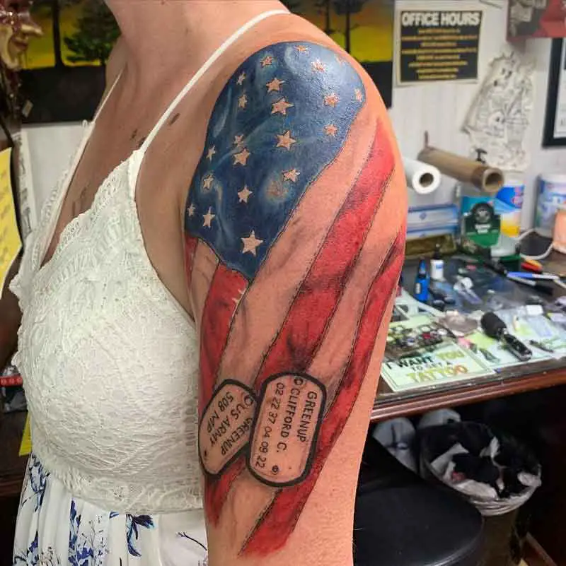 American Flag Dog Tag Tattoo 2