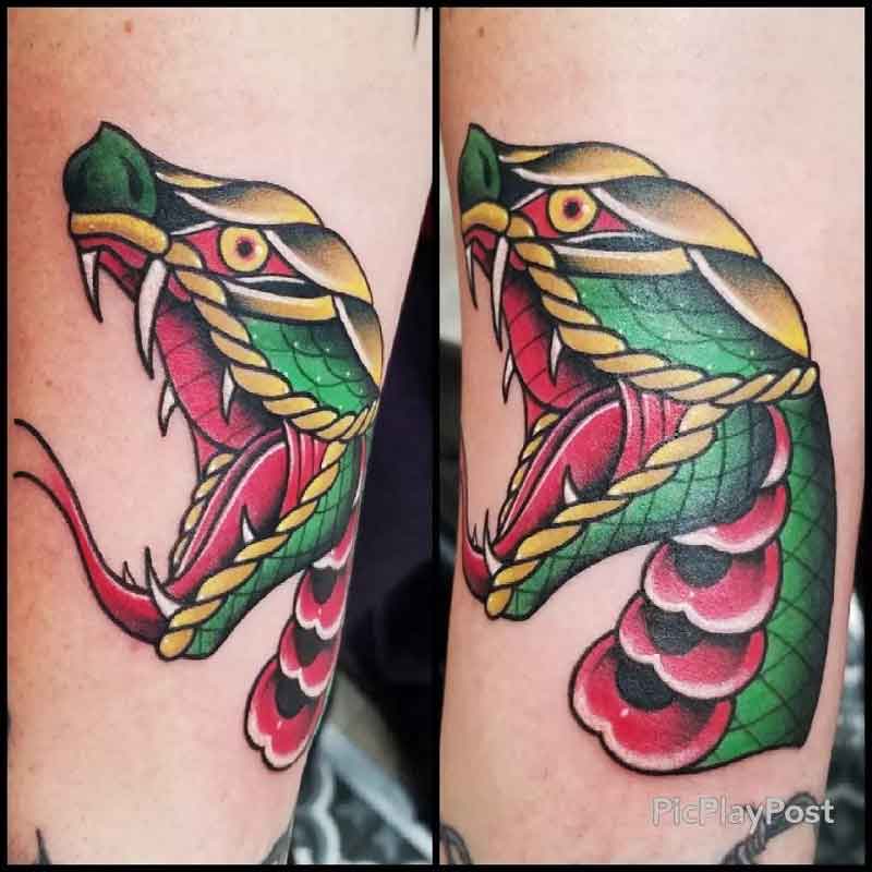 American Traditional Snake Tattoo 2