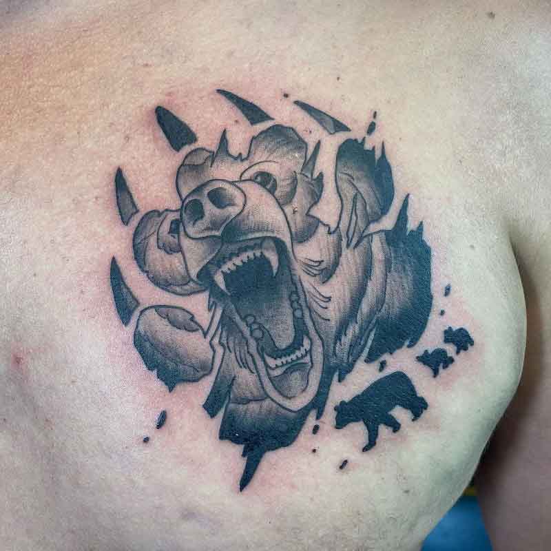 Bear Paw Face Tattoo 1