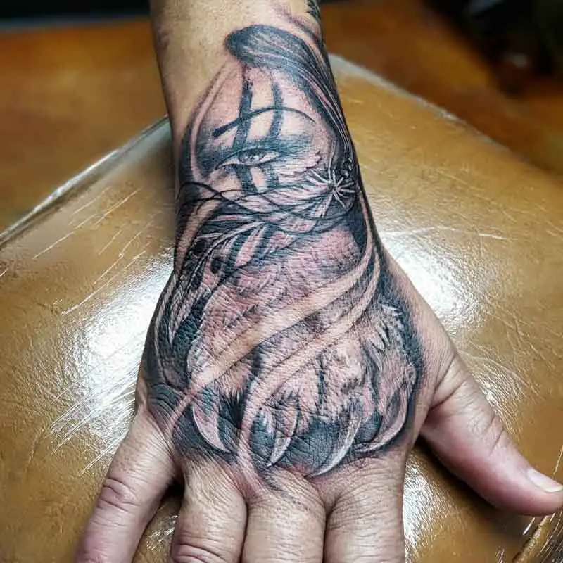 Bear Paw Hand Tattoo 2