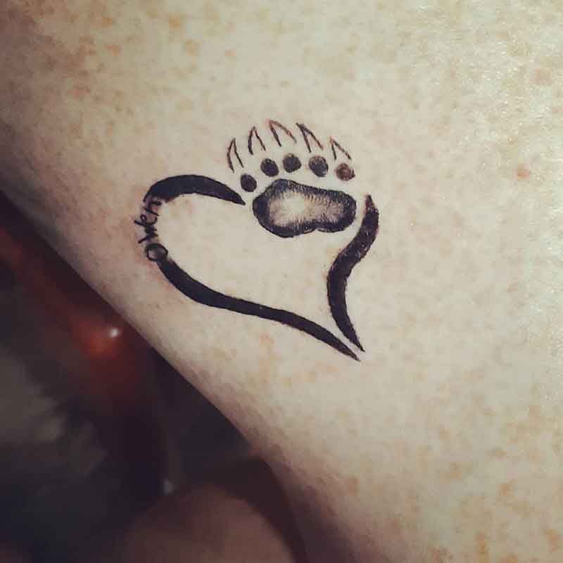 Bear Paw Heart Tattoo 1