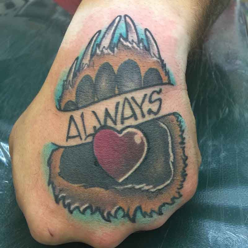 Bear Paw Heart Tattoo 2