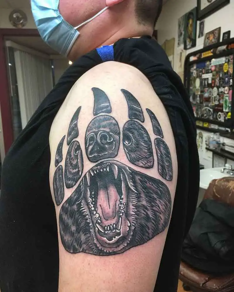 Bear Paw Shoulder Tattoo 2
