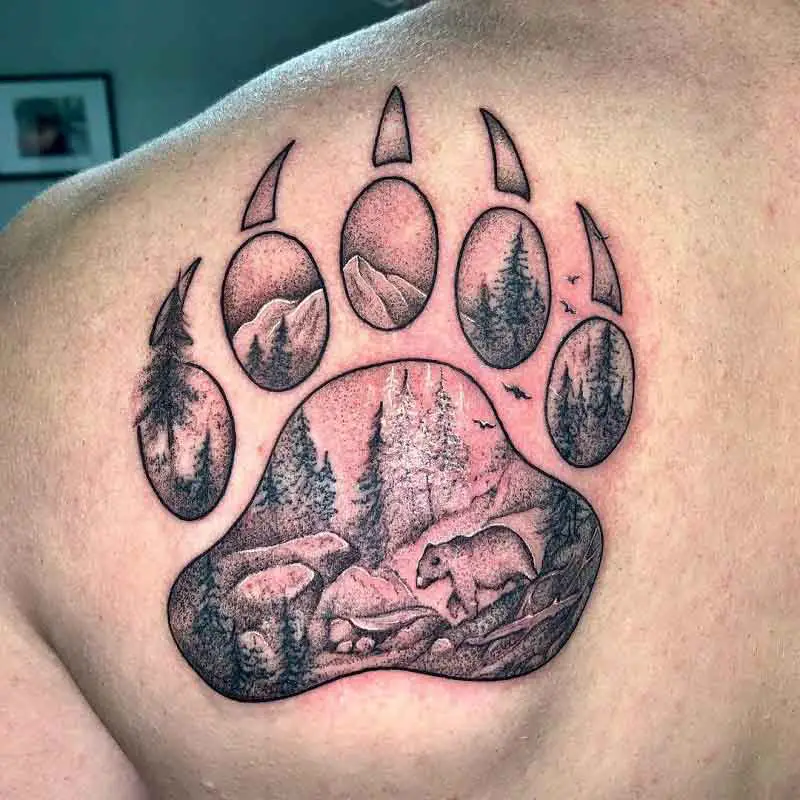 Bear Paw Shoulder Tattoo 3