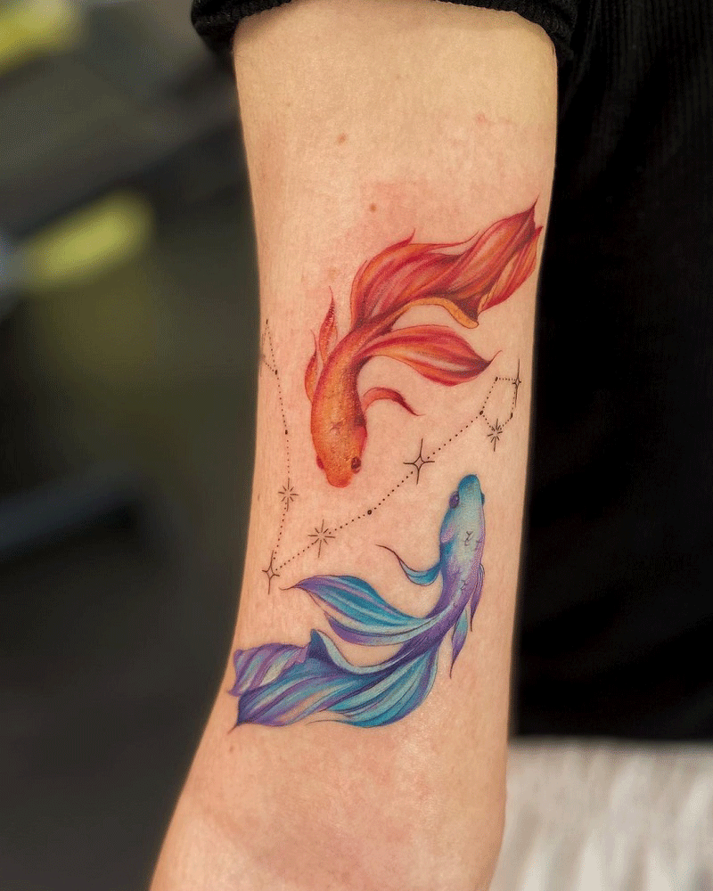 Betta Fish Pisces Tattoo 3