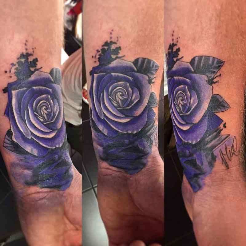Black And Purple Rose Tattoo 1