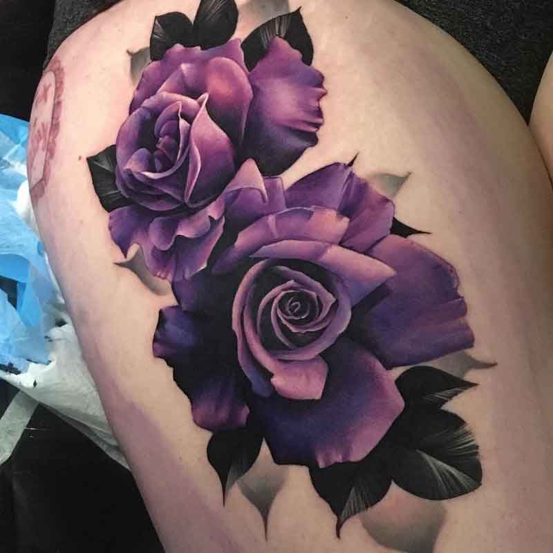 Black And Purple Rose Tattoo 2