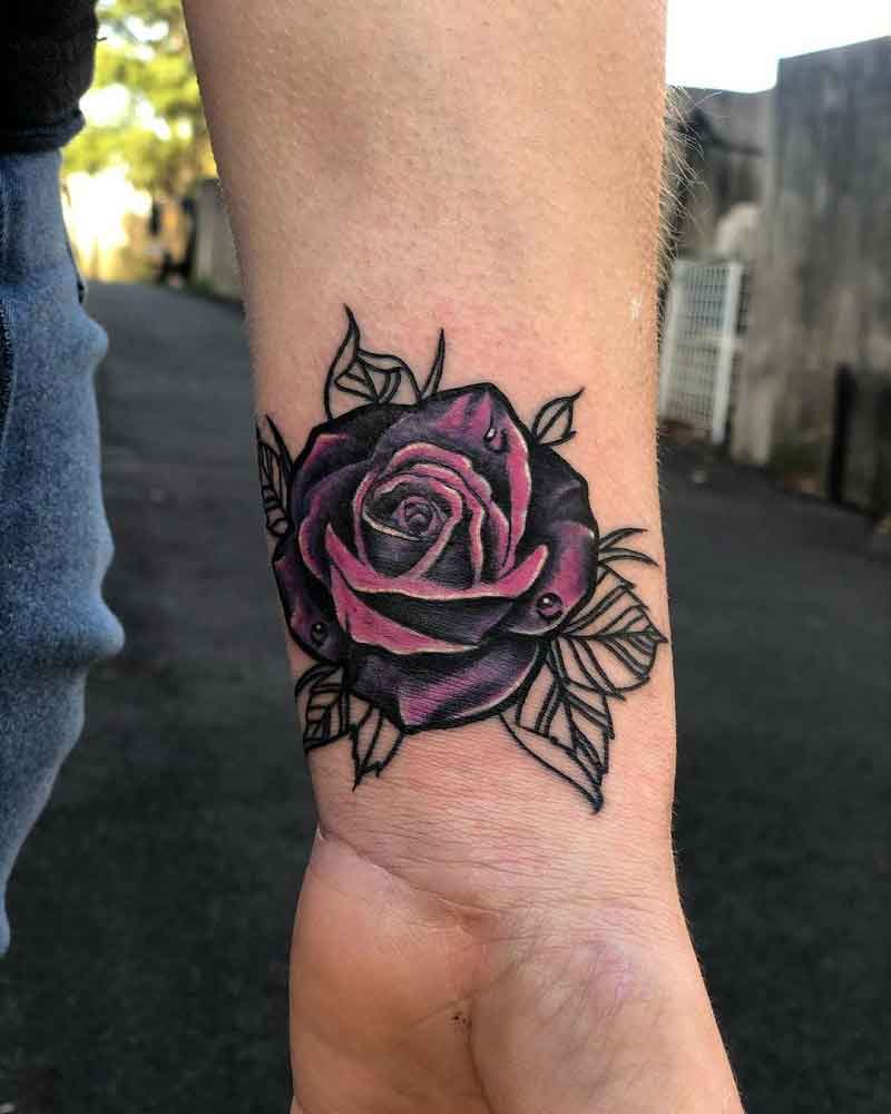 Black And Purple Rose Tattoo 3