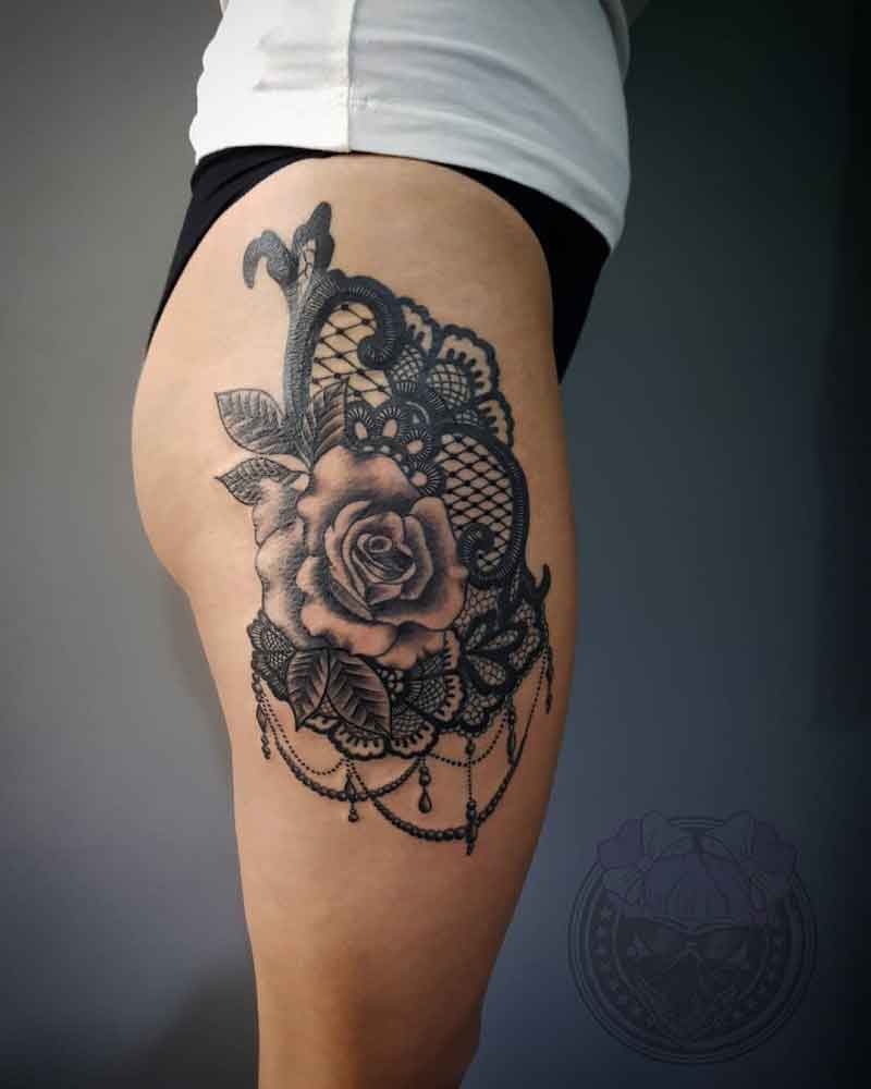 Black Lace Rose Tattoo 2