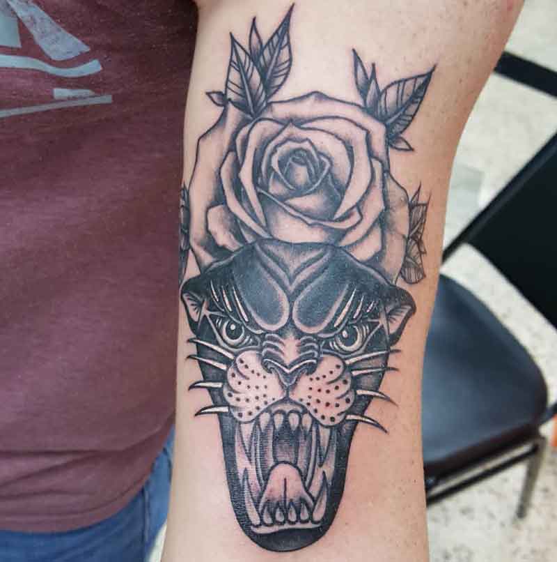 Black Panther Rose Tattoo 1