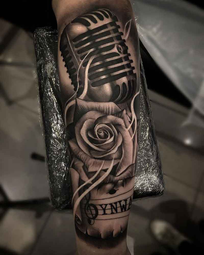 Black Realistic Rose Tattoo 1