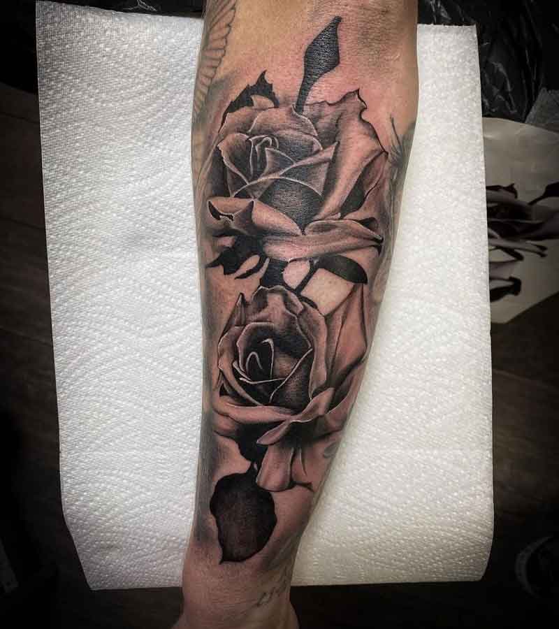 Black Realistic Rose Tattoo 2