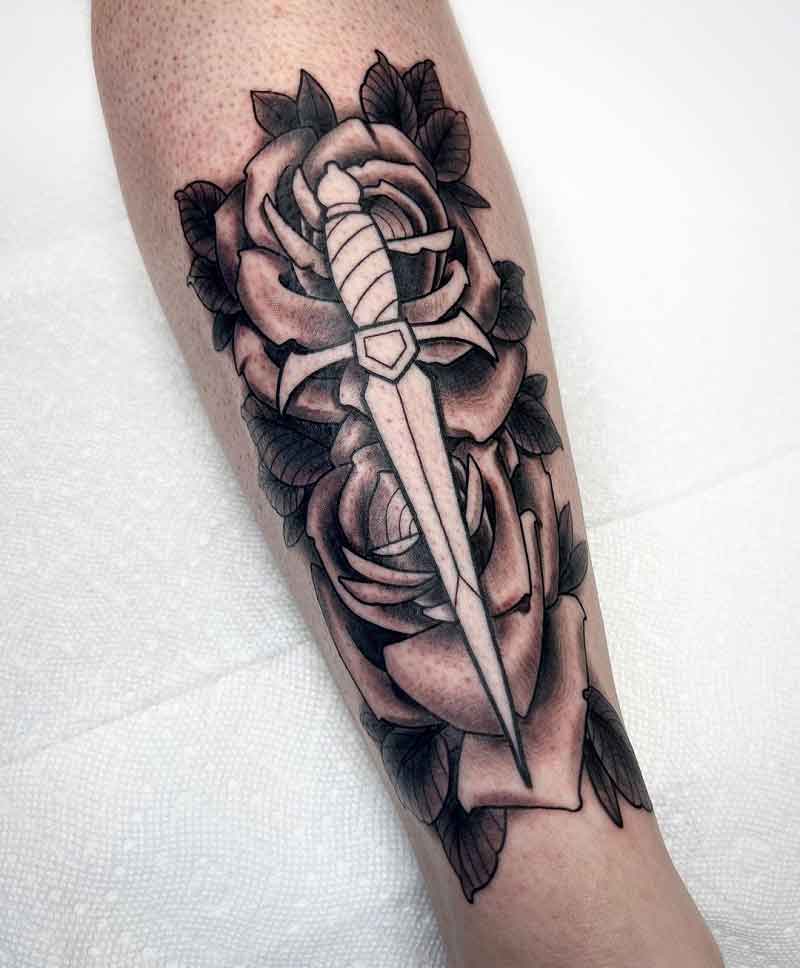 Black Rose And Dagger Tattoo 2