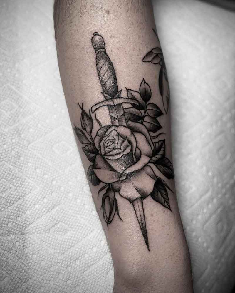 Black Rose And Dagger Tattoo 3