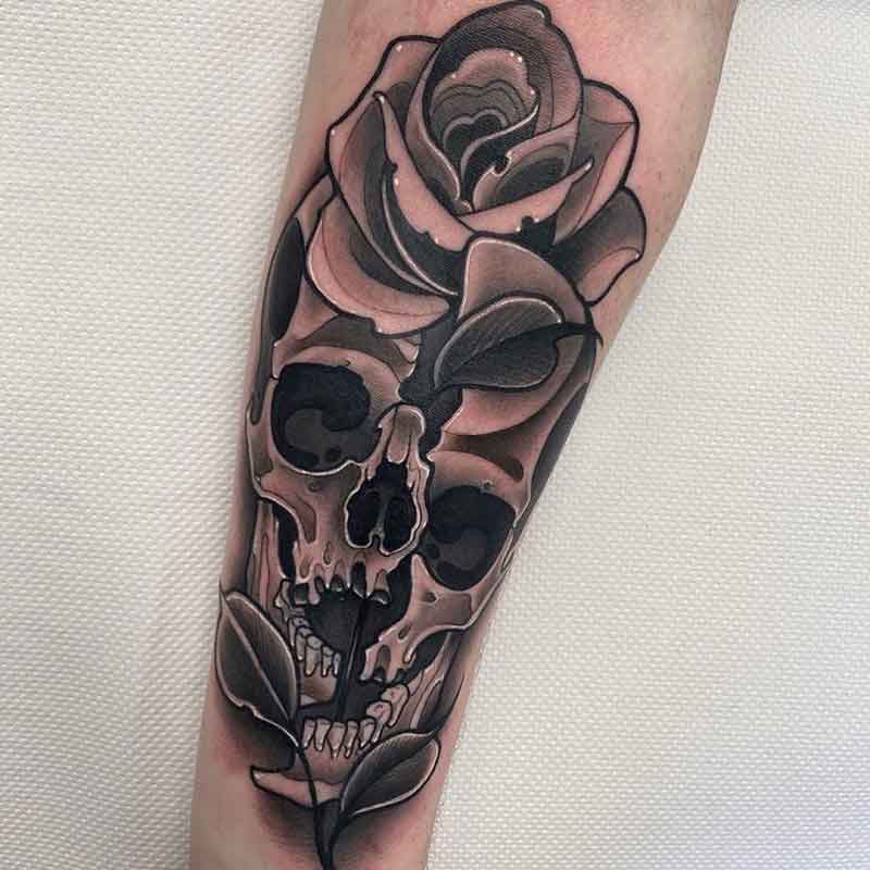 Black Rose And Skull Tattoo 1
