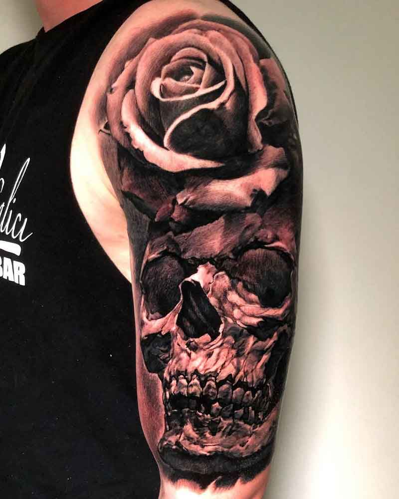 Black Rose And Skull Tattoo 2