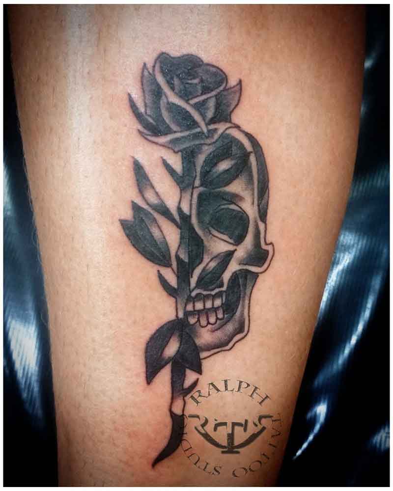 Black Rose And Skull Tattoo 3
