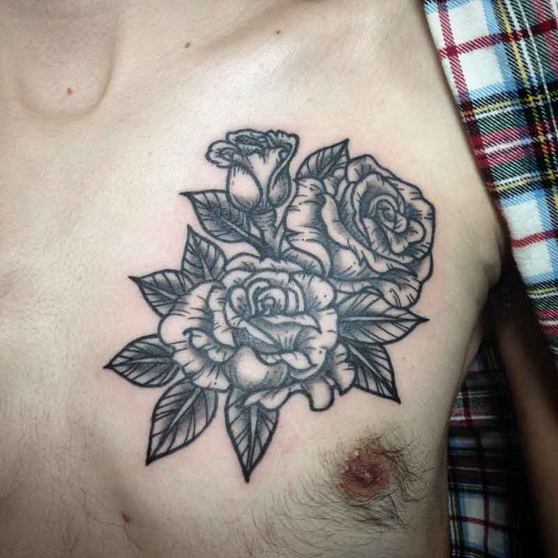 Black Rose Chest Tattoo 2