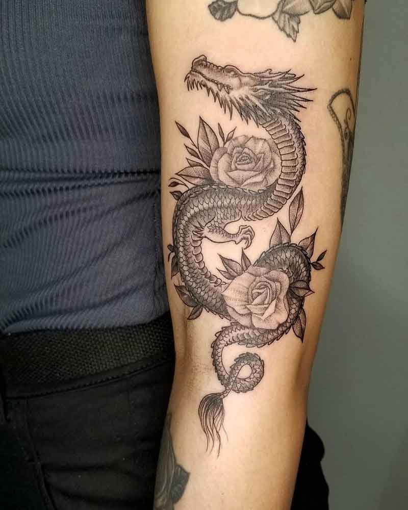Black Rose Dragon Tattoo 1