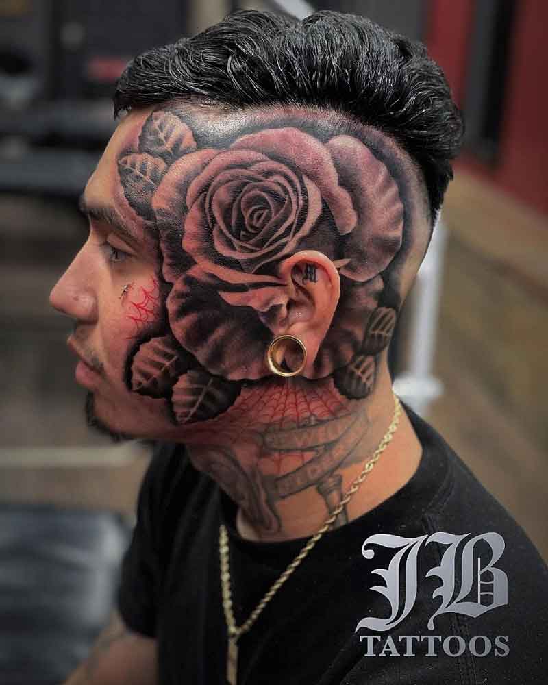 Black Rose Face Tattoo 1