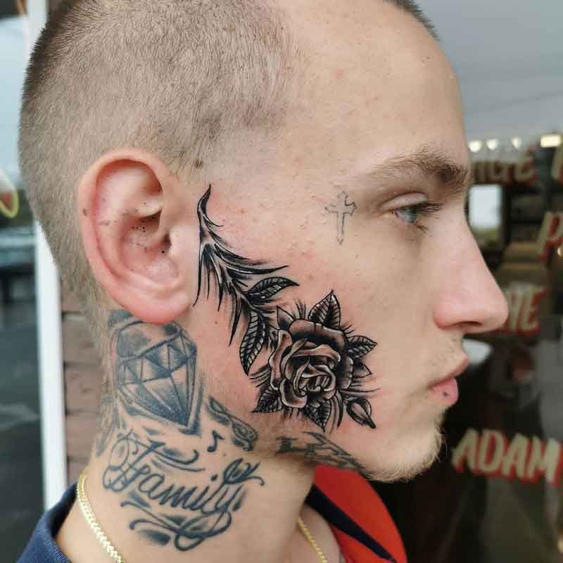 Black Rose Face Tattoo 2