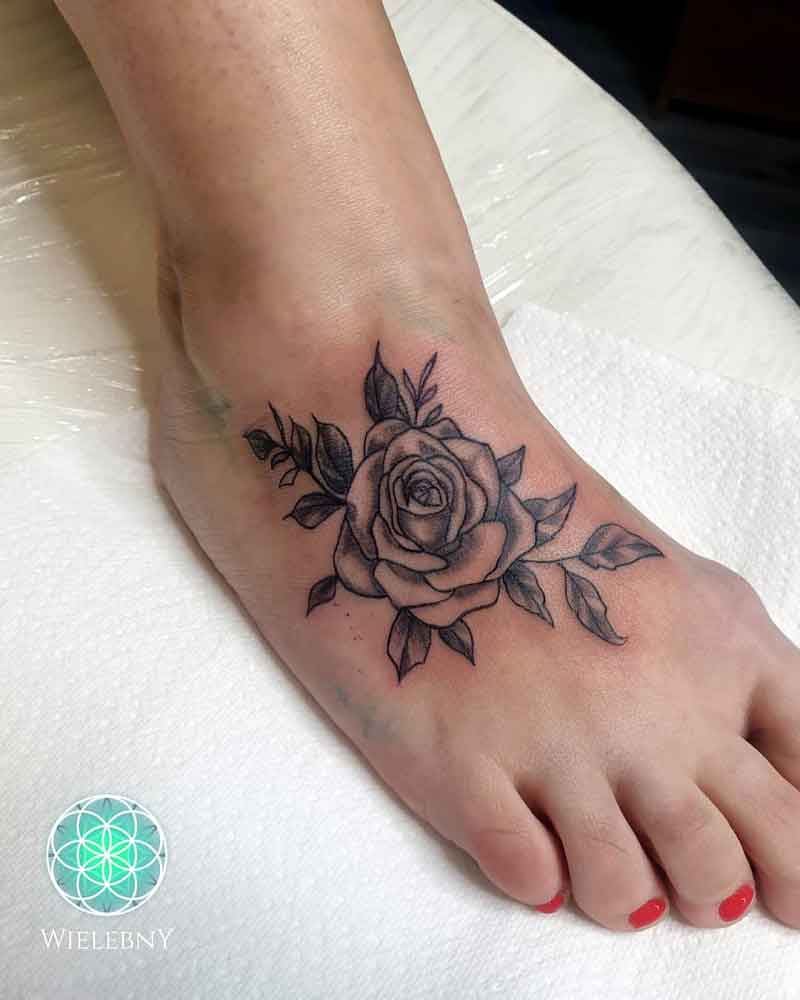 Black Rose Foot Tattoo 1