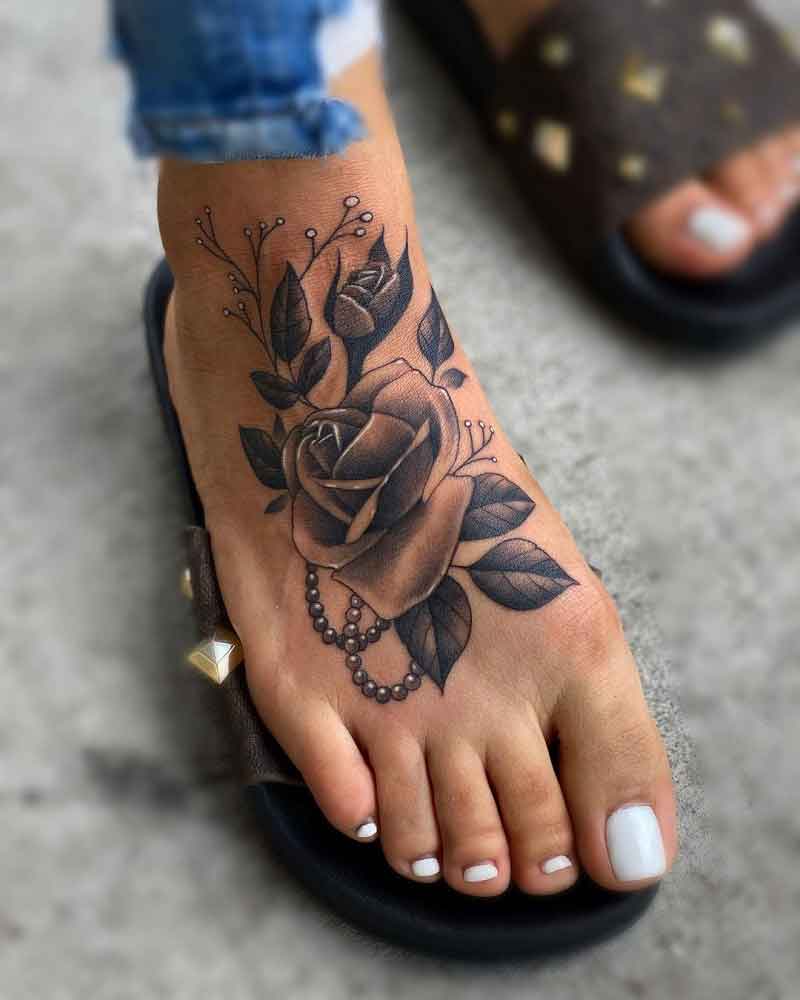 Black Rose Foot Tattoo 2