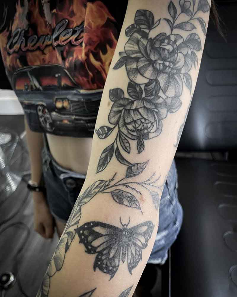 Black Rose Forearm Tattoo 3