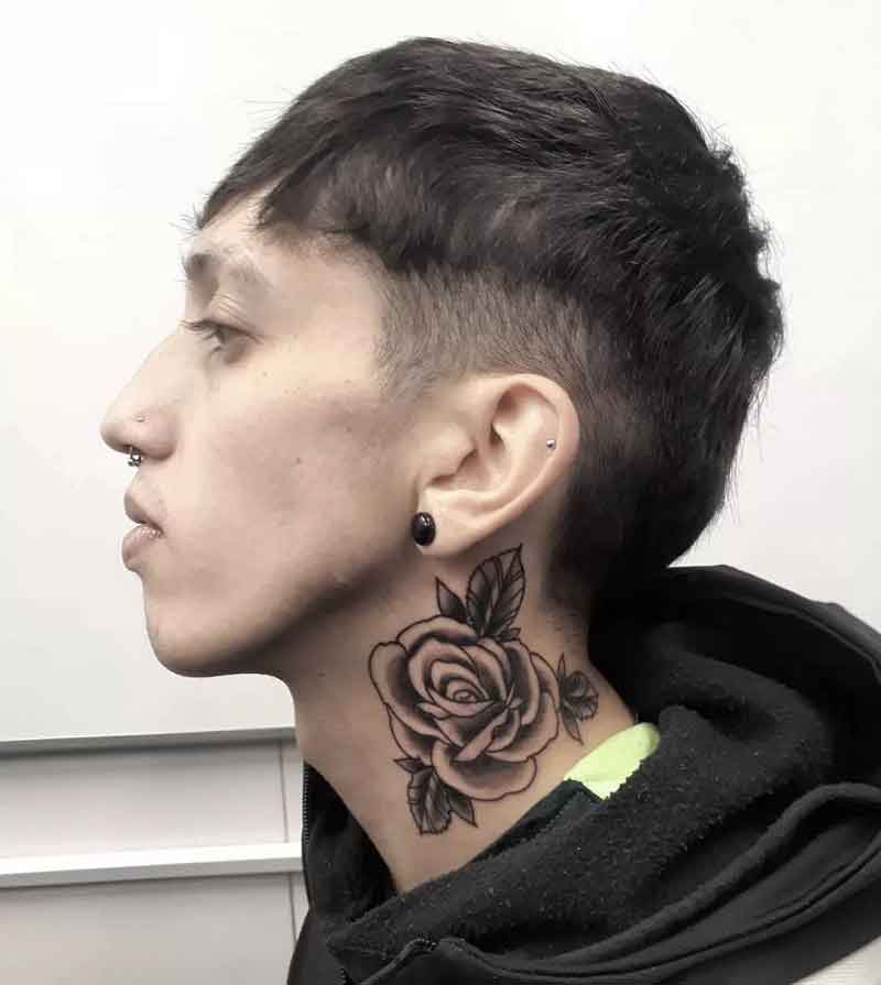 Black Rose Neck Tattoo 1