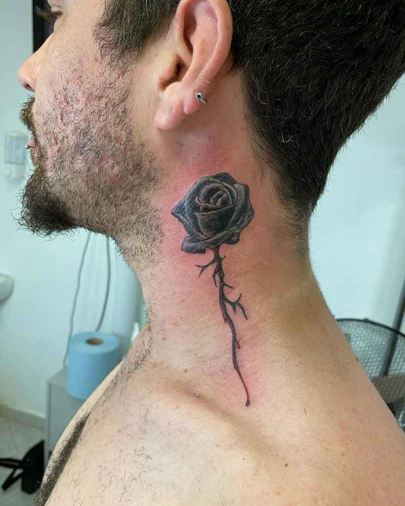 Black Rose Neck Tattoo 2